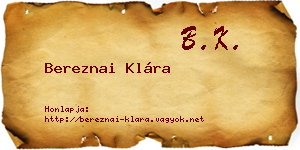 Bereznai Klára névjegykártya